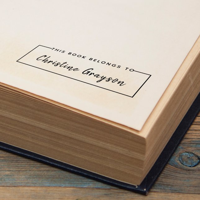 Carimbo Auto Entintado Este Livro Pertence À Caligrafia Nome (This Book Belongs To Handwritten Script Name Self-inking Stamp)