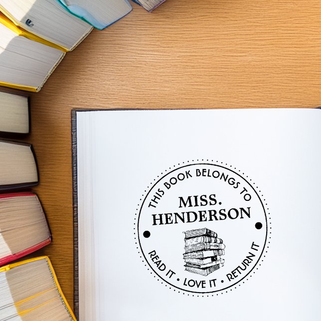 Carimbo Auto Entintado Este Livro Pertence A Personalizado (This Book Belongs To Personalized Teacher Self-inking Stamp)