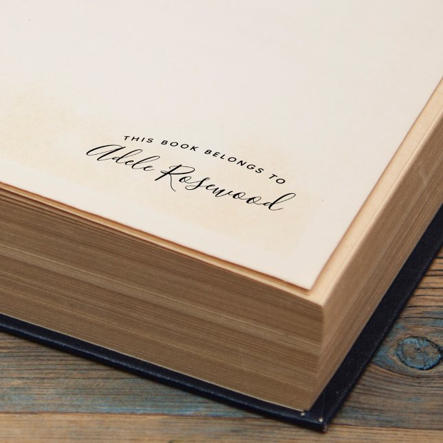 Carimbo Auto Entintado Este Livro Pertence Ao Nome Da Letra Manual (This Book Belongs To Handwritten Script Name Self-inking Stamp)