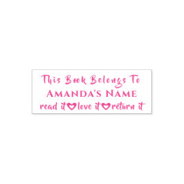 Carimbo Auto Entintado Este Livro Pertence Ao Nome Personalizado Girly Pi