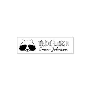 Carimbo Auto Entintado Este Livro Pertence Ao nome personalizado raccoon