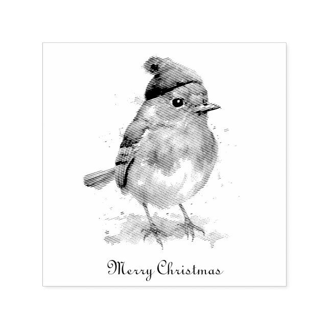 Carimbo Auto Entintado Estilo de Correspondência de Natal do Robin Inglês (Design)