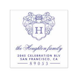 Carimbo Auto Entintado Estilo Vintage Monograma Frame Endereço de Retorno