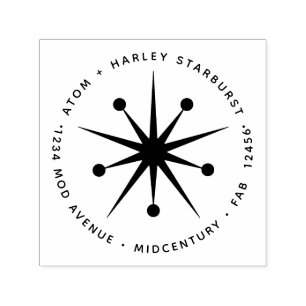 Carimbo Auto Entintado Estrela de Impulso Atômico Moderno do Século Médio