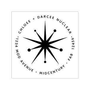 Carimbo Auto Entintado Estrela de Impulso Atômico Moderno do Século Médio