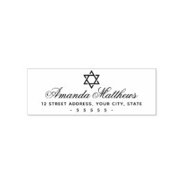 Carimbo Auto Entintado Estrela do endereço de retorno do script elegante 