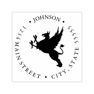 Carimbo Auto Entintado Etiqueta de devolução Heraldry do Griffin