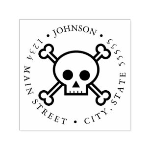 Carimbo Auto Entintado Etiqueta humana do retorno do crânio e do pirata
