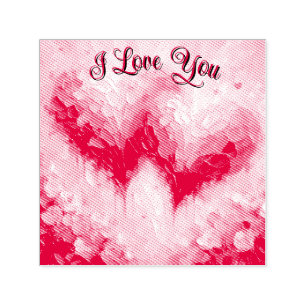 Carimbo Auto Entintado Eu Te Amo Dois Corações Abstrato, Namorados De Pin