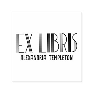 Carimbo Auto Entintado Ex Libris Art Deco Vintage Texto #5 Biblioteca Liv