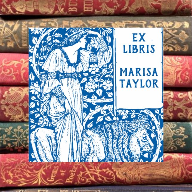Carimbo Auto Entintado ex-libris Dama com Leão (Criador carregado)