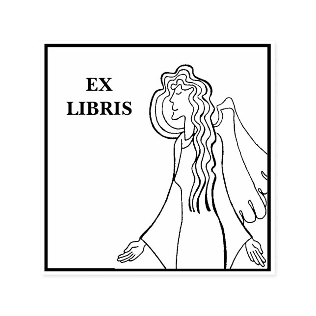 Carimbo Auto Entintado Ex-libris de bênçãos de anjo (Design)