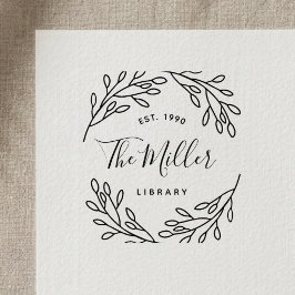 Carimbo Auto Entintado Ex-libris de Família Botânica Elegante
