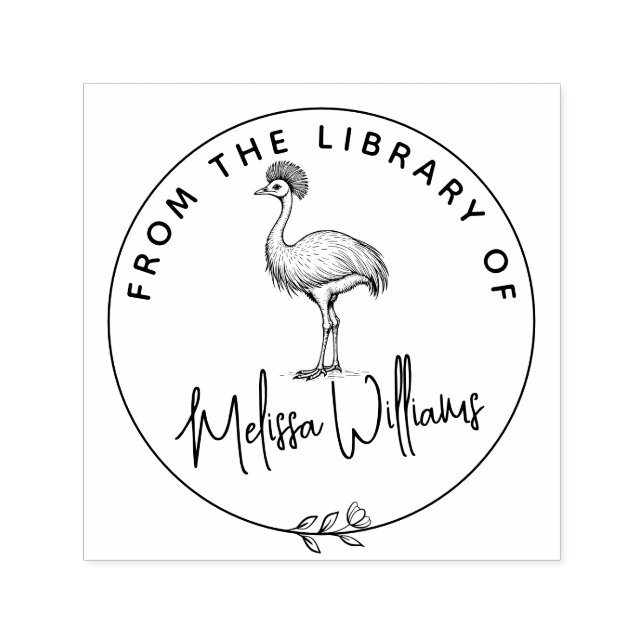 Carimbo Auto Entintado Ex-Libris do Cassowary Personalizado do Livro da B (Design)
