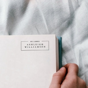 Carimbo Auto Entintado Ex Libris Elegante Vermelho com Nome Personalizado