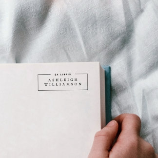 Carimbo Auto Entintado Ex Libris Elegante Vermelho com Nome Personalizado