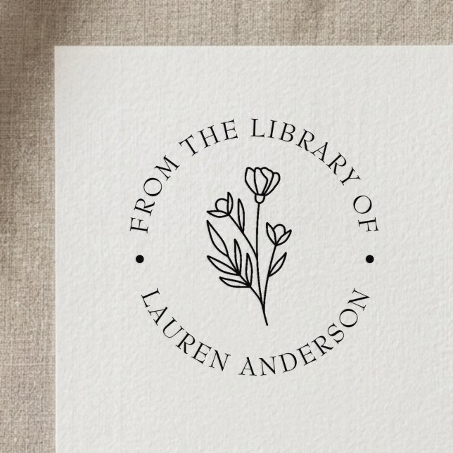 Carimbo Auto Entintado Ex libris Floral Elegante (Criador carregado)