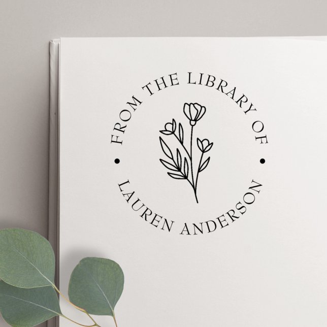 Carimbo Auto Entintado Ex libris Floral Elegante (Criador carregado)