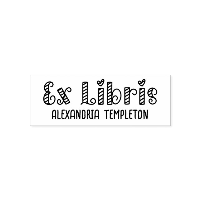Carimbo Auto Entintado Ex Libris Heart Barber Stripe Library Livro Nm (Design)