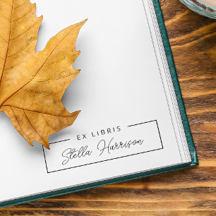 Carimbo Auto Entintado EX LIBRIS Simples Letra manuscrita Nome