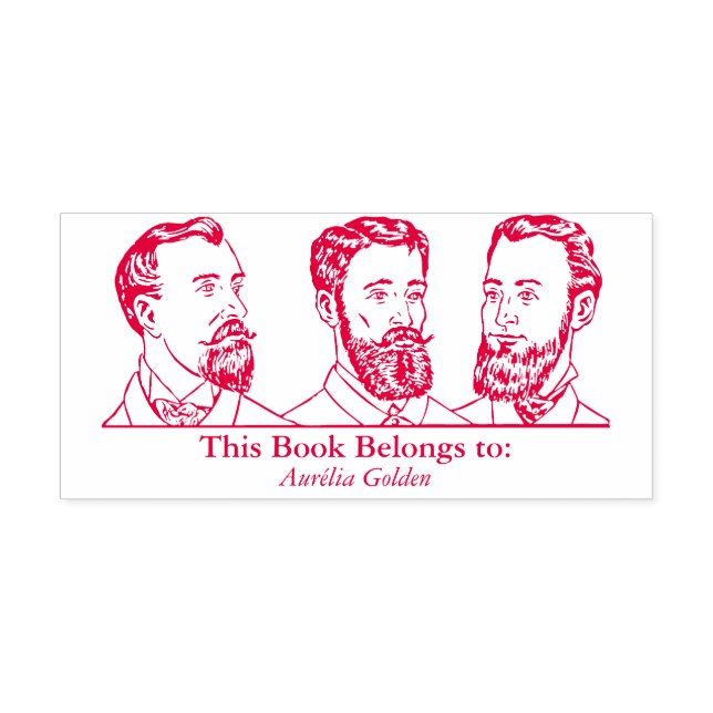 Carimbo Auto Entintado Ex-Libris - Três homens v6 (Design)