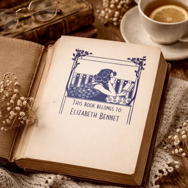 Carimbo Auto Entintado Ex-libris Vintage Elegante (Criador carregado)