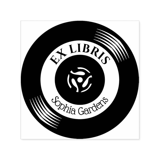Carimbo Auto Entintado Ex-Libris Vinyl Record (Design)