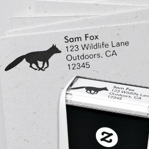 Carimbo Auto Entintado Executando Fox Silhouette Wildlife Return Address