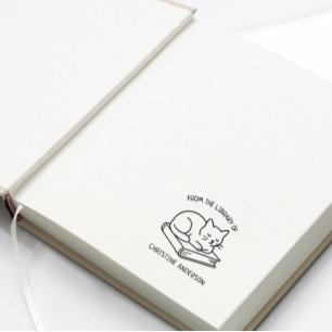 Carimbo Auto Entintado Faça Você Mesmo   Gato Fofo   Da Biblioteca De