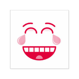 Carimbo Auto Entintado Face com lágrimas de alegria