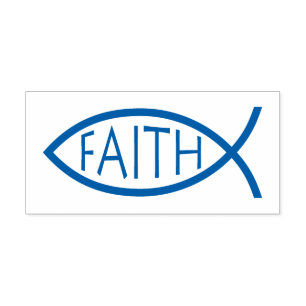 Carimbo Auto Entintado FAITH Ichthus Símbolo de peixe cristão