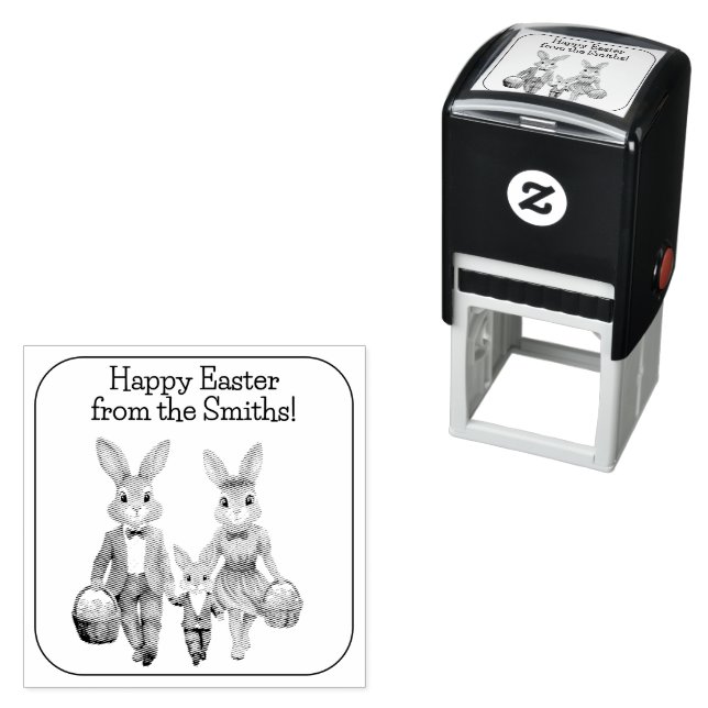 Carimbo Auto Entintado Família Coelhinha Da Páscoa Perseguindo Ovos (In Situ)