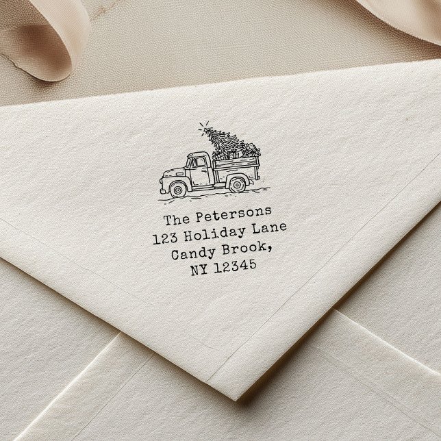 Carimbo Auto Entintado Família De Caminhões De Natal Retrospectivos Desen (Criador carregado)