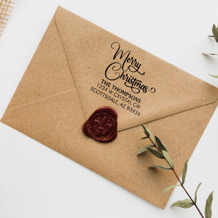 Carimbo Auto Entintado Família Personalizada de Feliz Natal Moderno Elega