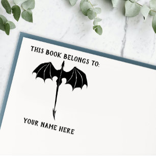 Carimbo Auto Entintado Fantasia de Dragão Tribal Negro