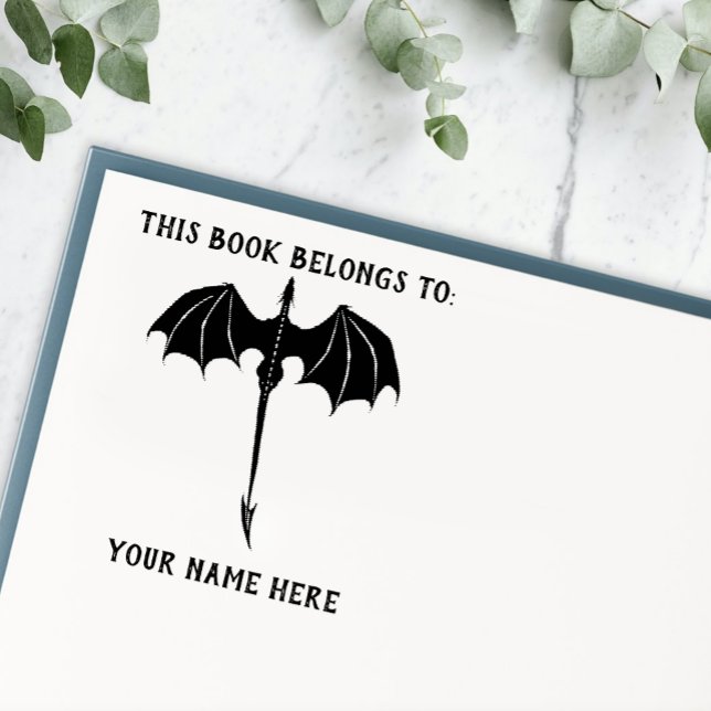 Carimbo Auto Entintado Fantasia de Dragão Tribal Negro (Criador carregado)