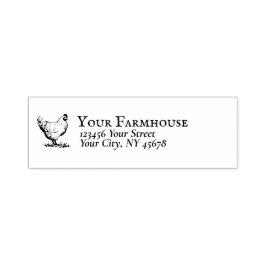 Carimbo Auto Entintado Farmhouse Hen Logotipo Devolução Endereço Vintage