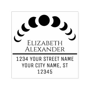 Carimbo Auto Entintado Fases da Lua Celestial Nome Endereço de Retorno #3