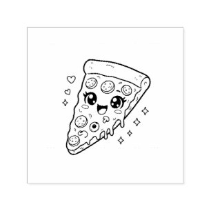 Carimbo Auto Entintado Fatia de pizza fofa kawaii para colorir