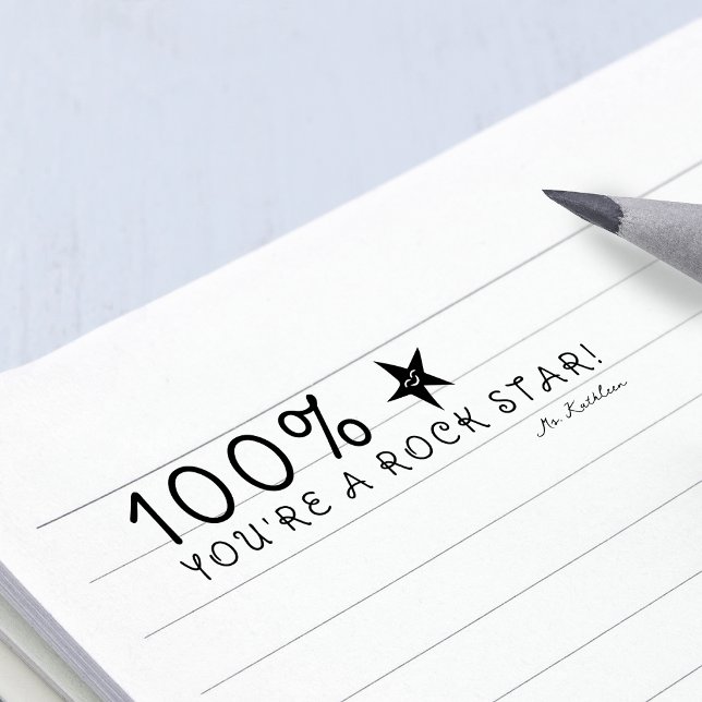 Carimbo Auto Entintado Feedback Positivo 100% Você É Um Professor Estrela (Positive Feedback 100% You're A Rock Star Teacher Self-inking Stamp)