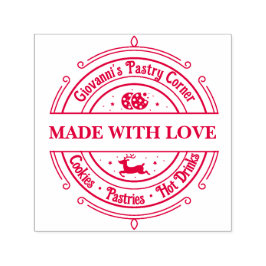 Carimbo Auto Entintado Feita com o amor Vermelho Moderno