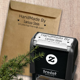 Carimbo Auto Entintado Feito à mão por (texto personalizado) + nome e cor