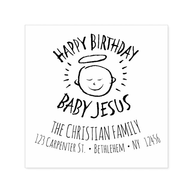 Carimbo Auto Entintado Feliz Aniversário Jesus - Natal Cristão (Design)