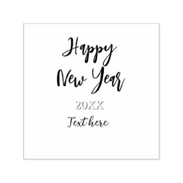 Carimbo Auto Entintado Feliz ano novo azul preto negrito ano simples na m