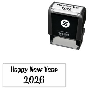 Carimbo Auto Entintado Feliz Ano Novo Texto Personalizado Moderno
