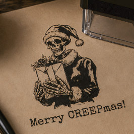 Carimbo Auto Entintado Feliz Creepmas Esqueleto Natal Gótico
