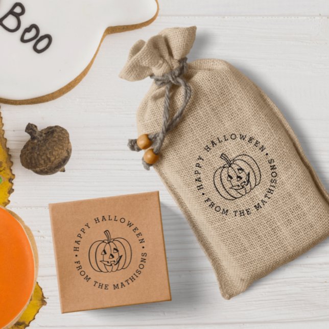 Carimbo Auto Entintado Feliz Dia das Bruxas de Jack O Lanterna Personaliz (Criador carregado)