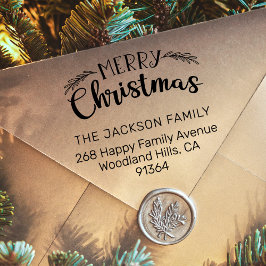 Carimbo Auto Entintado Feliz endereço de volta de Natal