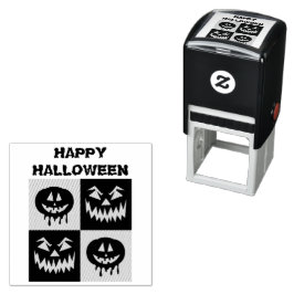Carimbo Auto Entintado Feliz Halloween Spooky Pumpkin Ghost Face