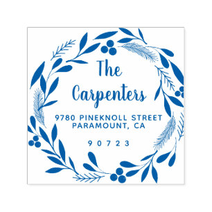 Carimbo Auto Entintado Feliz Natal Botânico Garland Manuscrito